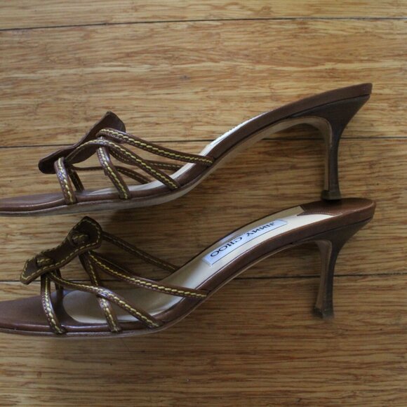 Jimmy Choo Brown Strappy Leather Heels - Picture 5 of 5